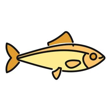 Fish swimming in simple line art style Stock Illustration