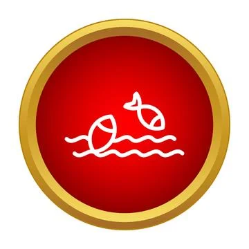 Fish swimming in water waves vector icon Stock Illustration