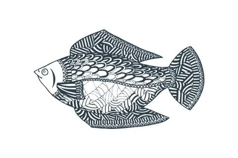 Fish swims in water. Stock Illustration