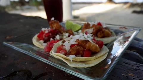 Fish tacos close up Stock Footage 47784799