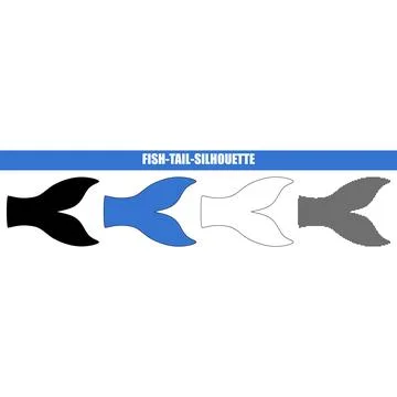 Fish tail silhouette variations with patterns for aquatic themes isolated o.. Stock Illustration