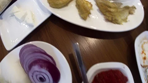 Fish Tavern Appetizer Meze Tapas Raki Ouzo Table Stock Footage 164808057