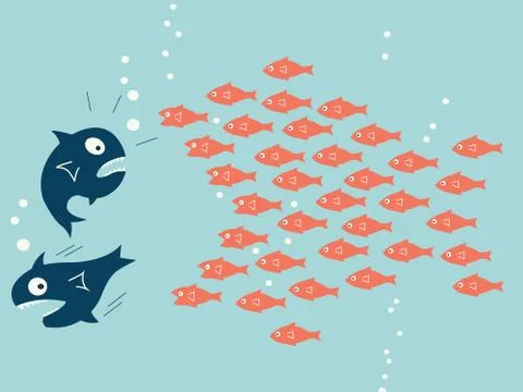 Fish teamwork Stock Illustration