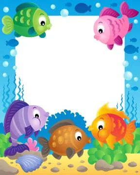 Fish theme frame - illustration. Stock Illustration
