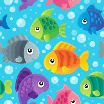 Fish theme seamless background - illustration. Stock Illustration