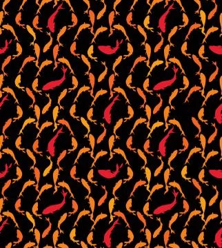 Fish tile pattern Underwater marine textured ornament background 스톡 일러스트