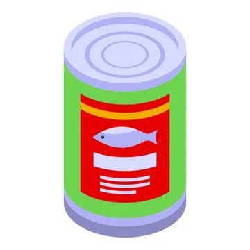 Fish tin can icon isometric vector. Ocean herring Stock Illustration