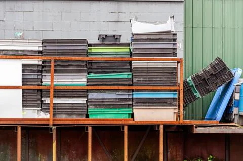 Fish totes in stacks Foto stock