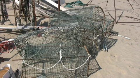 Fish trap on the beach Видео 660471