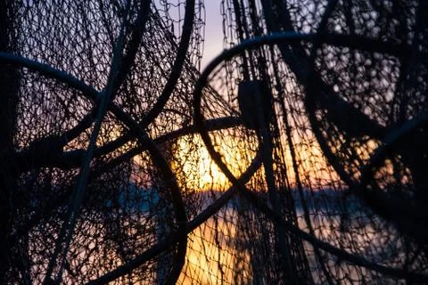 Fish Trap at Sunset Stock Photos
