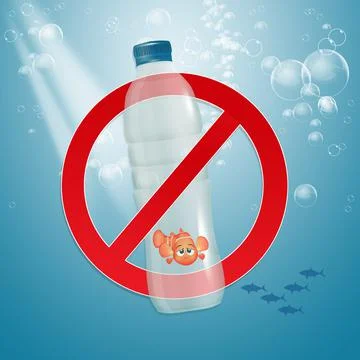 Fish trapped in the plastic bottle Stock Illustration