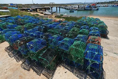 Fish traps-octopus pots on the dock. Alvor Portimao-PT Stock Photos
