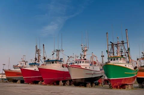 Fish trawler on land Stock Photos