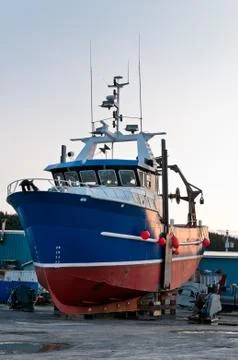 Fish trawler on land Stock Photos