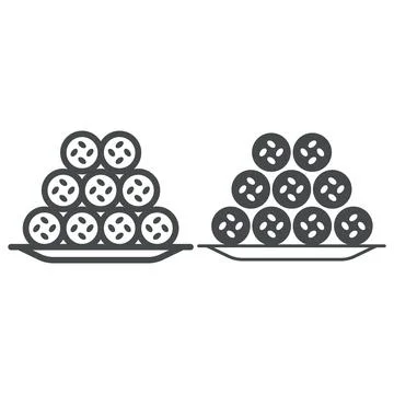 Fish tubes in batter line and solid icon, asian food concept, japanese tempura Stock Illustration