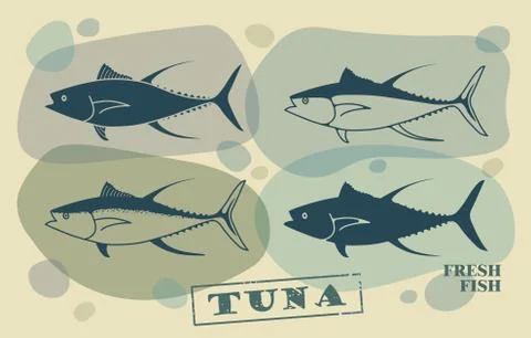Fish tuna. Vector stylized icons Stock Illustration