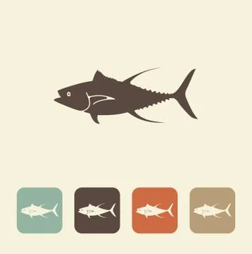 Fish tuna. Vector stylized icons Stock Illustration