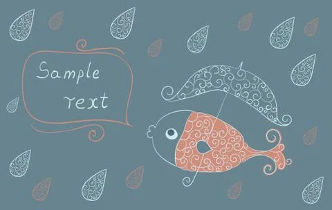 A fish with an umbrella. Stock Illustration
