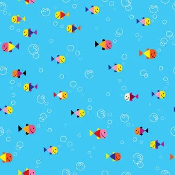 Fish underwater sea seamless pattern Stock Illustration