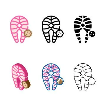 Fish variations allergy color icon vector flat 스톡 일러스트