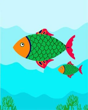 Fish vector art in the water Stock Illustration