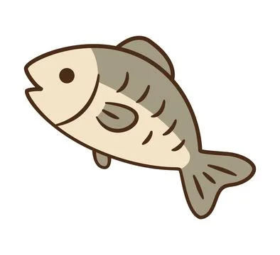 Fish vector cartoon Hand drawn flat design icon. Stock Illustration