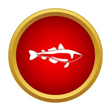 Fish vector icon in red circle button Stock Illustration