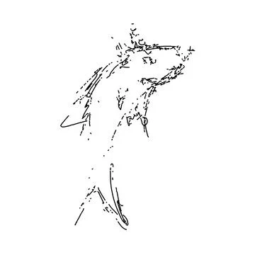 A fish vector isolated on white. Line art sticker Stock Illustration