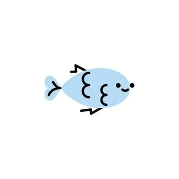 Fish. Vector logo in bold line style Stock Illustration