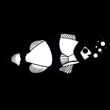 Fish vector logo, doodle style with white lines Stock Illustration