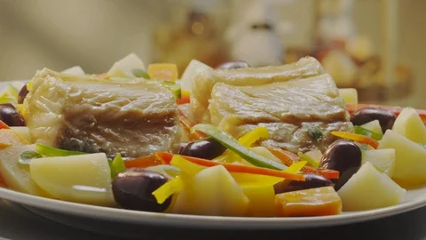 Fish with vegetables Stock Footage 98299711