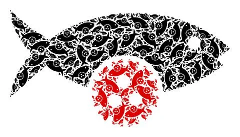 Fish Virus Recursive Icon Composition of Self Icons Stock Illustration