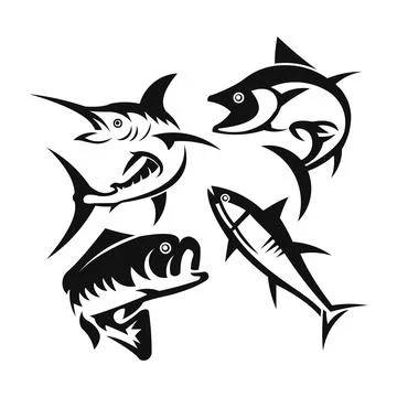 Fish in water Logo vector Seafood restaurant store Logotype icon Stock Illustration