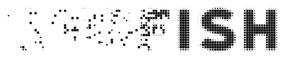 Fish Word Dissolved Pixel Icon Stock Illustration