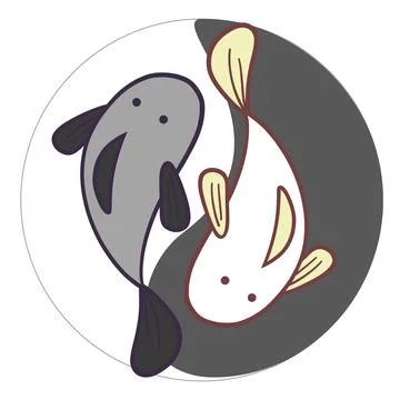 Fish yin-yang. The Eastern horoscope is a symbol of pisces. Zodiac sign yin-yang Stock Illustration