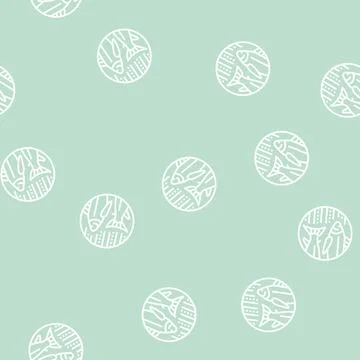 Fish zodiac line seamless pattern Stock Illustration