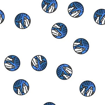 Fish zodiac vector seamless pattern Stock Illustration