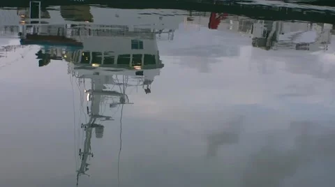Fishboat water reflection Stock Footage 46475330