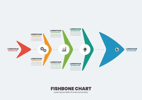 Fishbone chart diagram infographic Illustrazione stock