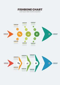 Fishbone chart diagram infographic 스톡 일러스트