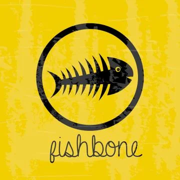 Fishbone design over yellow background vector illustration 스톡 일러스트