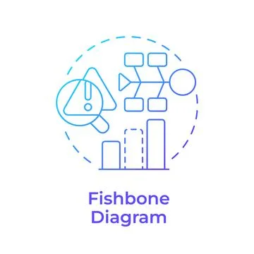 Fishbone diagram blue gradient concept icon Stock Illustration
