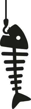 Fishbone on fishing hook Stock Illustration