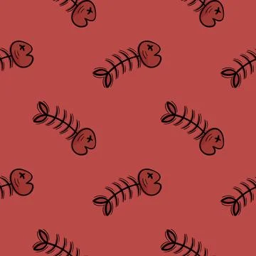 Fishbone hand drawn seamless pattern Stock Illustration