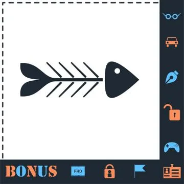 Fishbone icon flat 스톡 일러스트