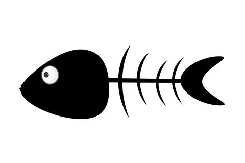 Fishbone icon isolated on white background. Black fish bone silhouette. Stock Illustration