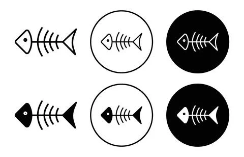Fishbone icon Outline flat Icon Stock Illustration