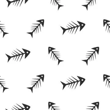 Fishbone monochrome seamless vector pattern Stock Illustration
