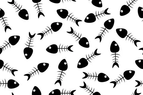 Fishbone seamless pattern isolated on white background. Illustrazione stock