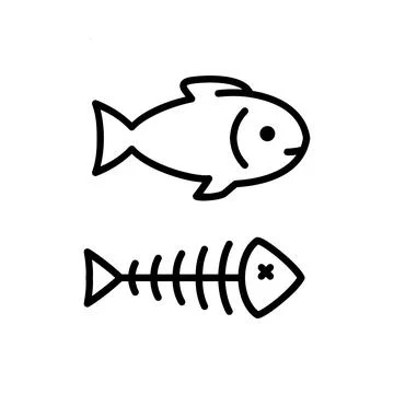 Fishbone vector icon. Fish outline logo on white background Stock Illustration